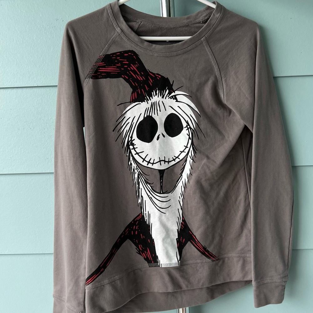 Disney Tim Burton Nightmare before Christmas grey sweatshirt top- medium